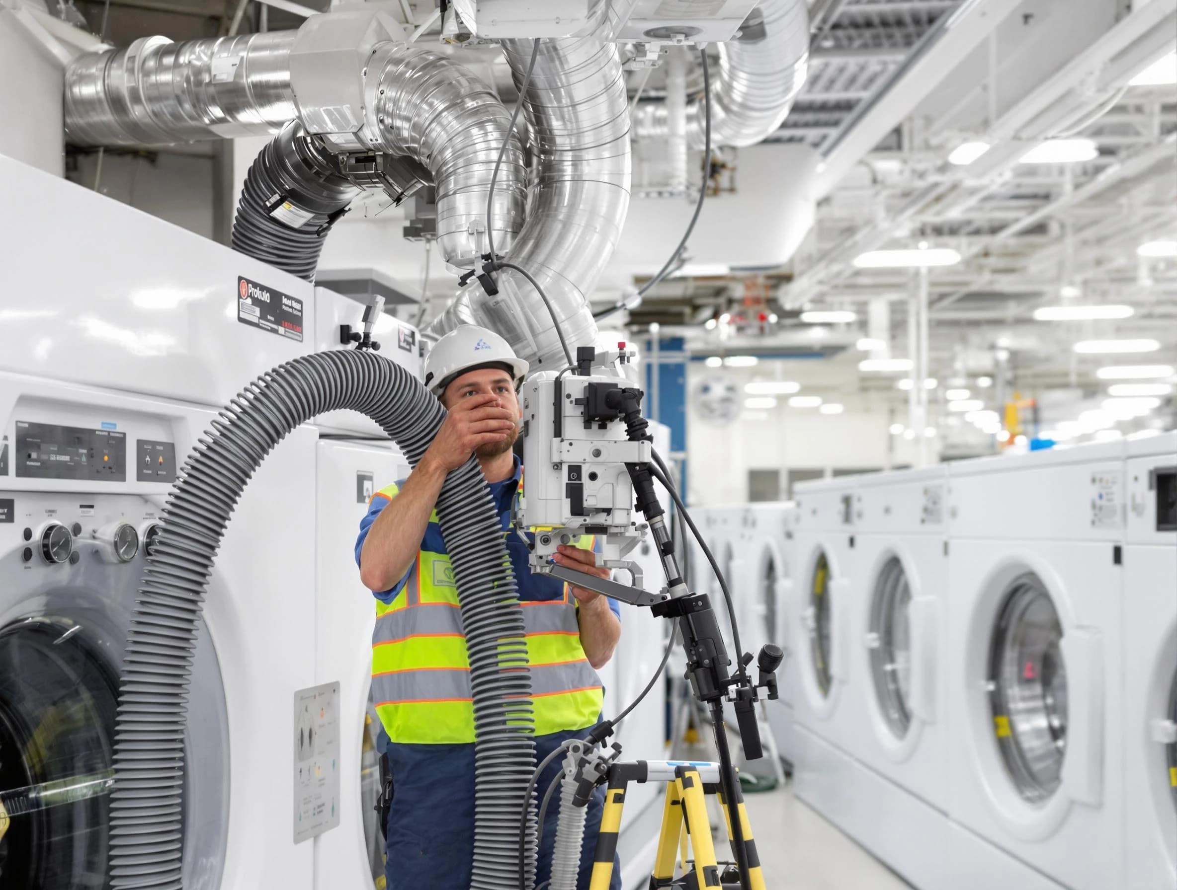 Rio Rancho Dryer Vent Cleaning team performing commercial-grade dryer vent cleaning at a business facility in Rio Rancho