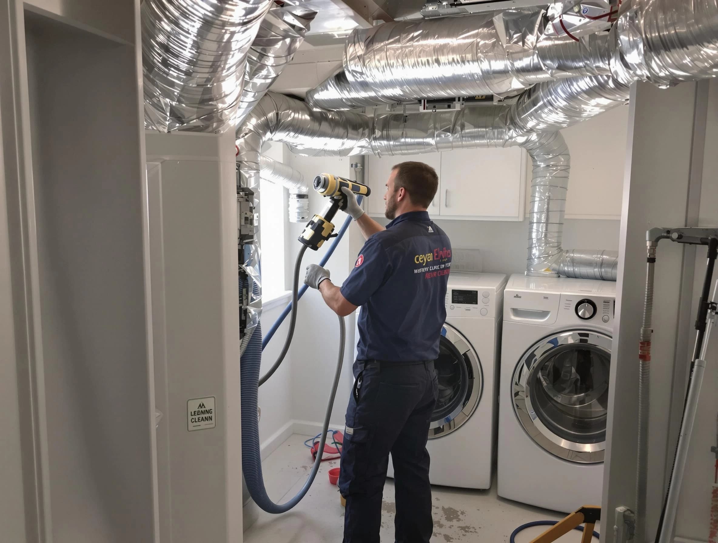 Rio Rancho Dryer Vent Cleaning specialist using advanced equipment for thorough duct cleaning in Rio Rancho