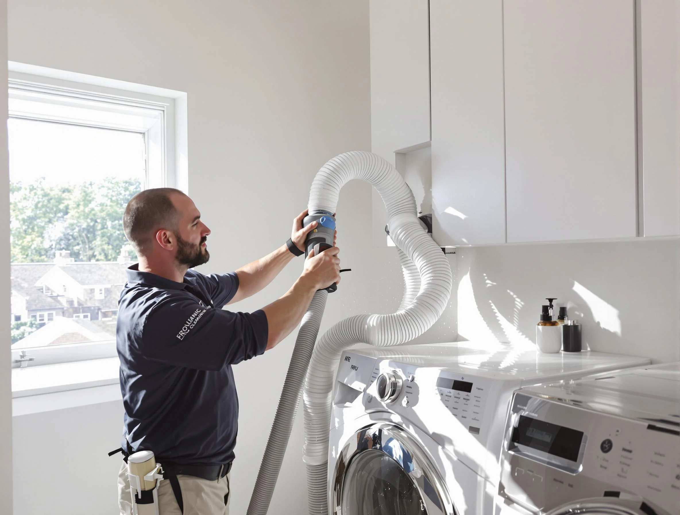 Certified Rio Rancho Dryer Vent Cleaning technician performing dryer vent cleaning in Rio Rancho